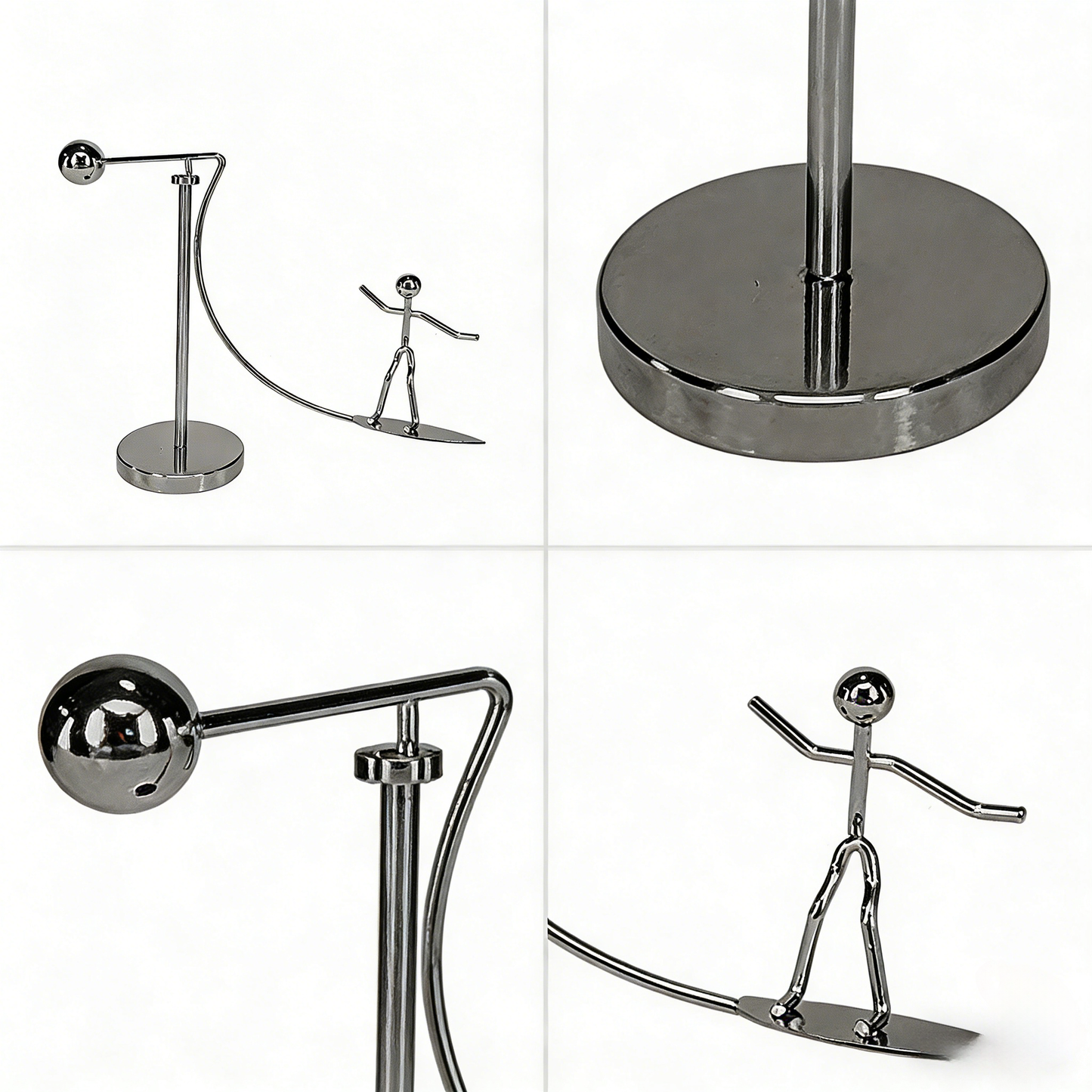 Kinetic Balancing Surfer and Skier Desktop Ornament