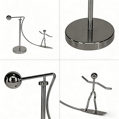 Kinetic Balancing Surfer and Skier Desktop Ornament