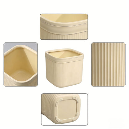 Minimalist Square Desktop Trash Can with Integrated Pressure Ring