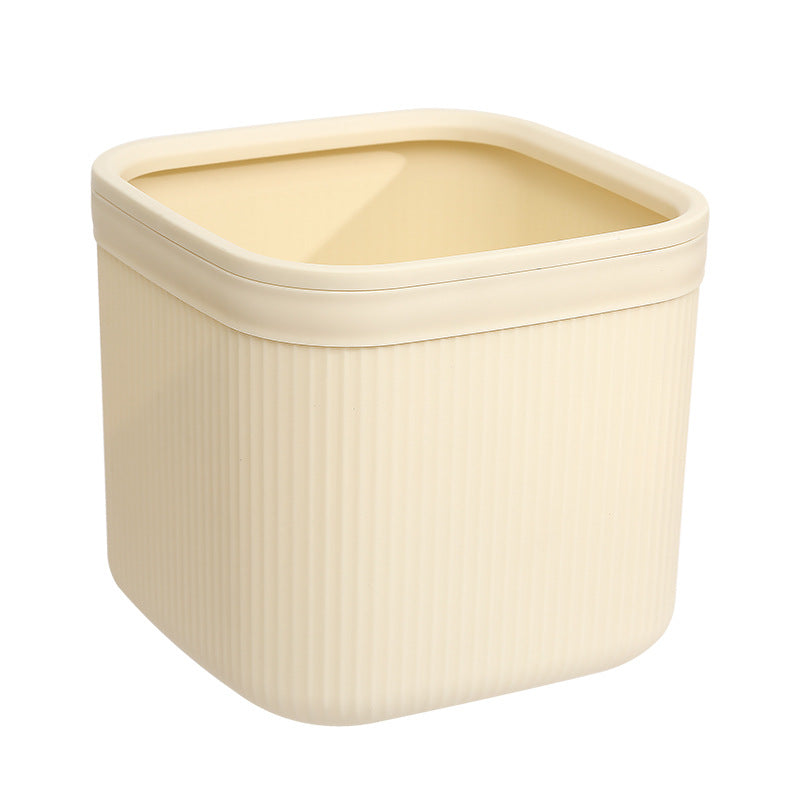 Minimalist Square Desktop Trash Can with Integrated Pressure Ring