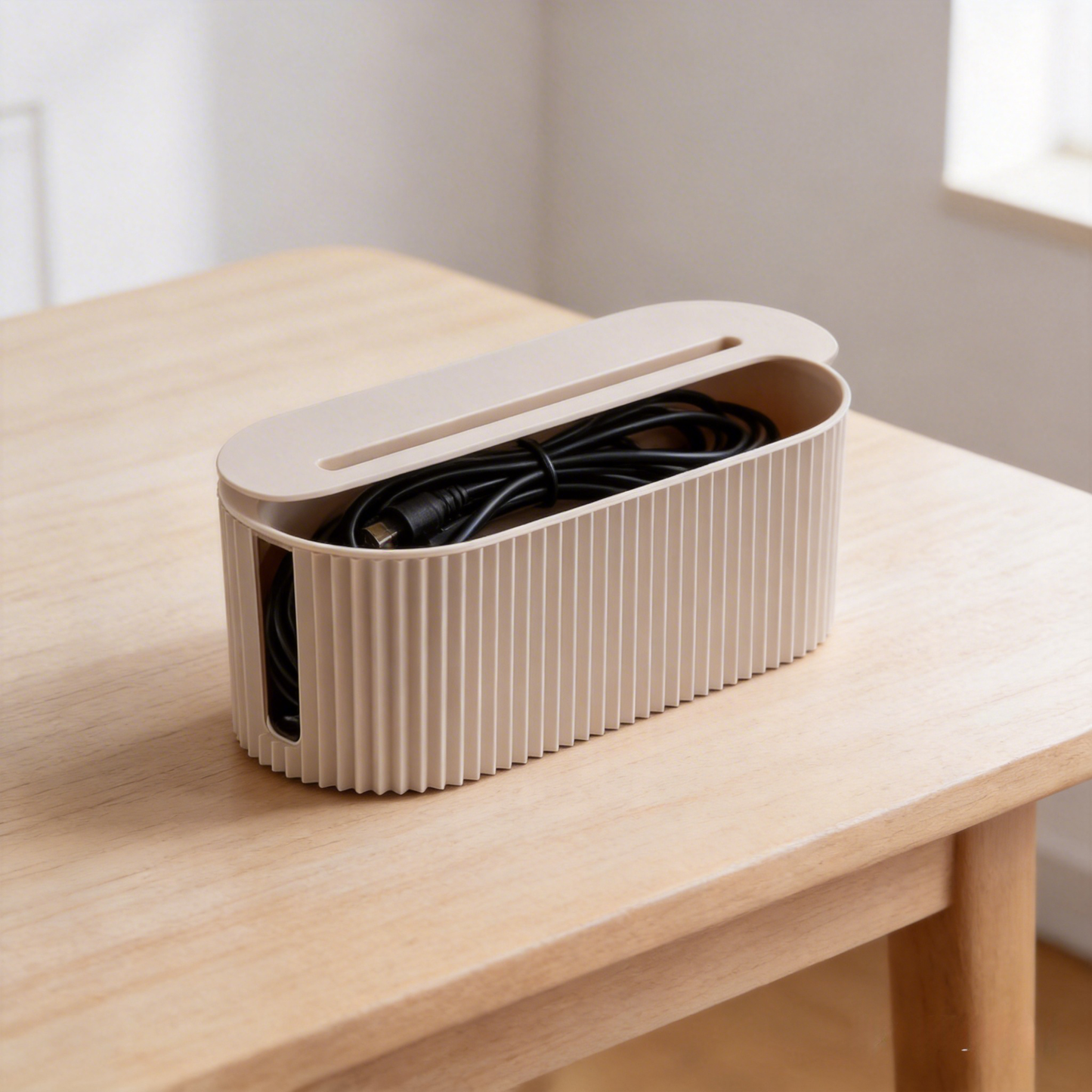 Minimalist Desktop Cable Management and Power Strip Organizer
