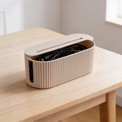 Minimalist Desktop Cable Management and Power Strip Organizer