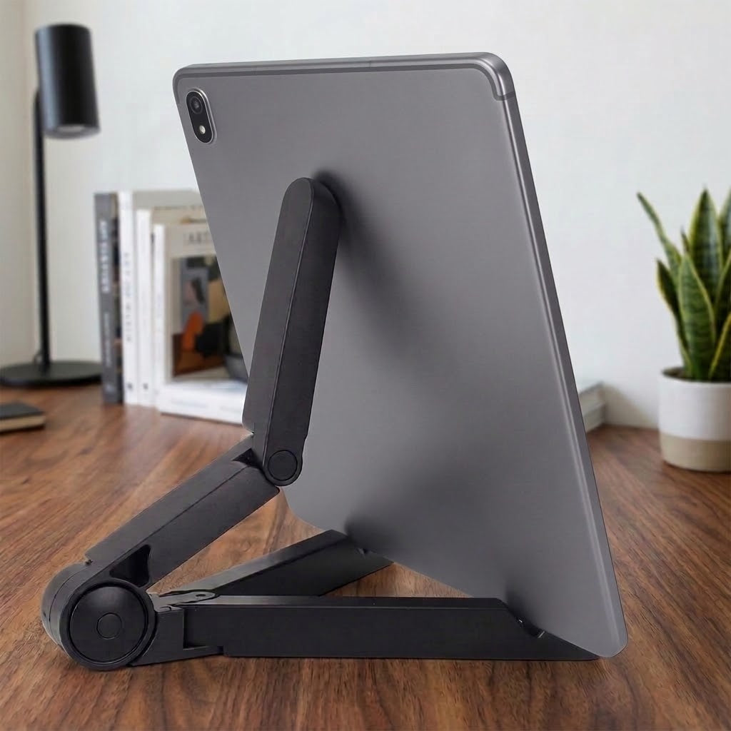 Universal Multi-Angle Foldable Desktop Stand for Smartphones and Tablets