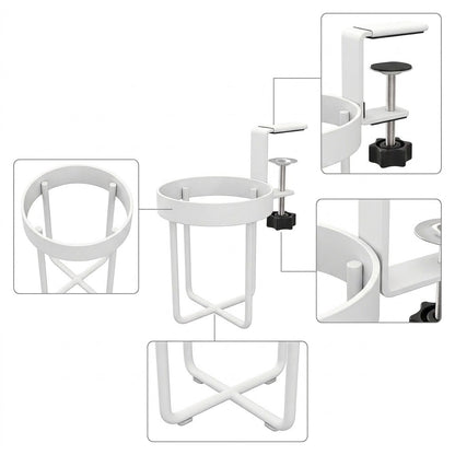 Universal Desk-Side Cup Holder and Multi-Functional Organizer Rack